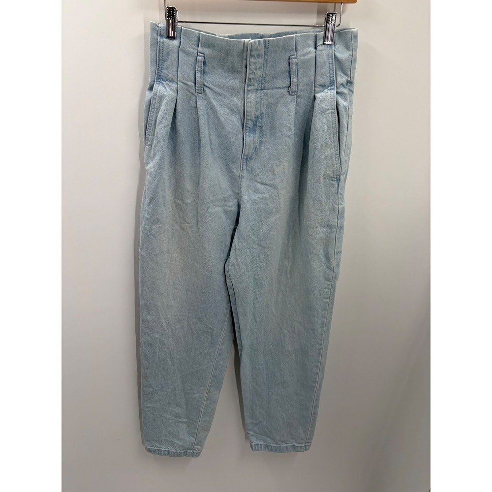 A New Day High Rise Pleated Tapered Jeans Light Wash Denim Size 8